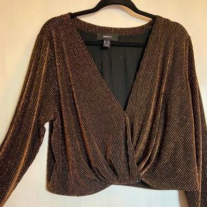 Gold and black plus size crop top